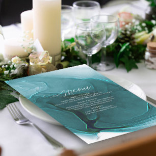 Menú Boda de flujo de tinta ID762 Verde azulado