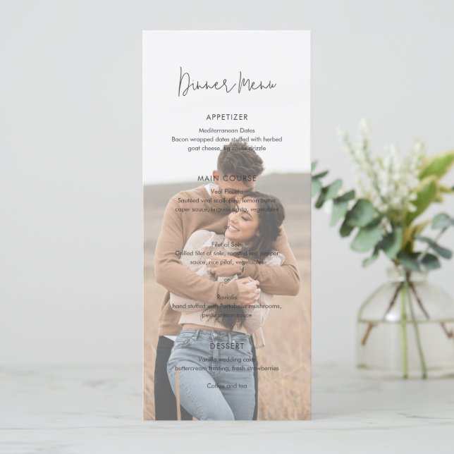 Menú Boda de Foto Elegante Moderna (Anverso de pie)