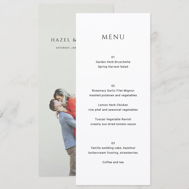 Menú Boda de Foto Simple Moderna (Anverso / Reverso)