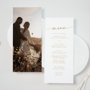 Menú Boda de fotografía Boho Moda Gold y White