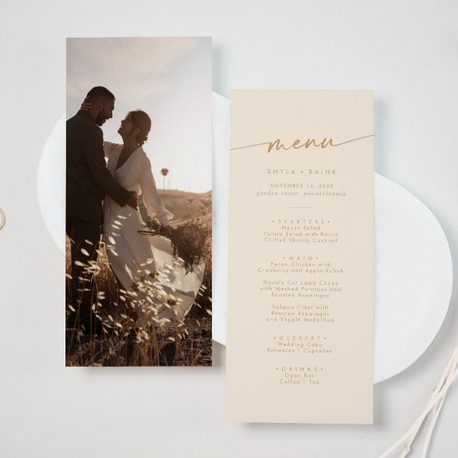 Menú Boda de fotografía Boho Moda Vintage Gold (Subido por el creador)