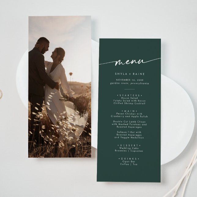 Menú Boda de fotografía verde esmeralda de la Moda Boho (Subido por el creador)