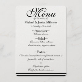 Menú Boda de franjas en blanco y negro