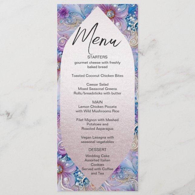 Menú Boda de Gemas Florales de Pearly (Anverso)