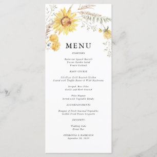 Menú Boda de girasol de verano tardío