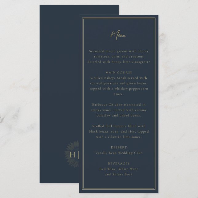 menú boda de girasol nayv (Anverso / Reverso)