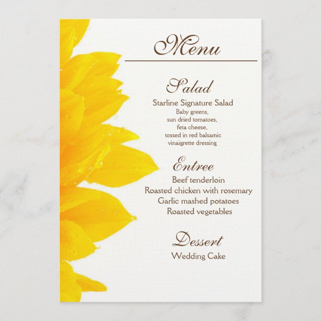 Menú Boda de girasol ruso (Anverso)