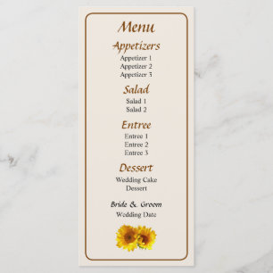 Menú Boda de girasoles rubios...