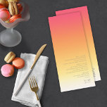 Menú Boda de gradiente de estado de ánimo ID de verano<br><div class="desc">El fondo de las piezas de este conjunto de bodas minimalistas es un gradiente de colores llamativo, desde el rosa profundo del rosa hasta la mandarina y el amarillo hasta el blanco. La carta del menú boda que se muestra aquí presenta un diseño elegante y moderno y una fuente sans...</div>