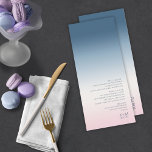 Menú Boda de gradiente de humor Sky prusiano ID741<br><div class="desc">El fondo de las piezas de este minimalista conjunto de bodas es un gradiente llamativo de colores desde el azul prusiano hasta el rosa suave y el blanco. La carta del menú boda que se muestra aquí presenta un diseño elegante y moderno y una fuente sans serif contemporánea para añadir...</div>