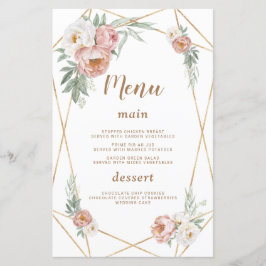 Menú Boda de gramíneas acuarela rosa Floral Pampas