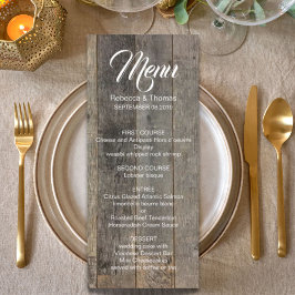 Menú boda de granero de grano de leña rústico occidenta