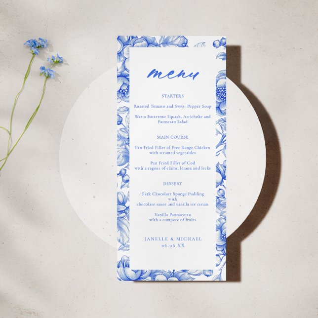 Menú Boda de guión de la serie azul de Chinoiserie (Subido por el creador)