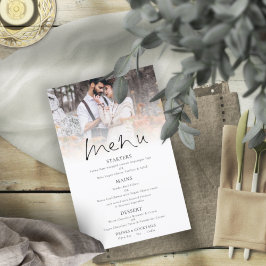 Menú Boda de guión elegante de fotografía de presu