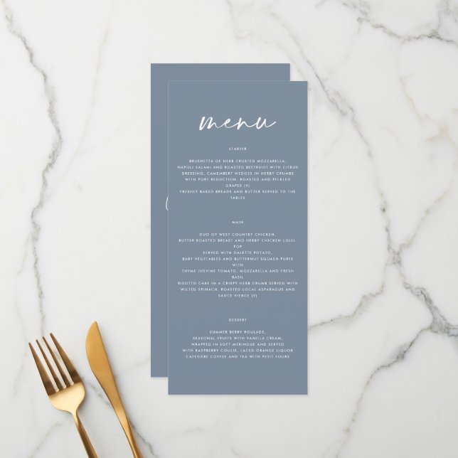 Menú Boda de guión moderno y elegante (Anverso/Reverso In Situ)