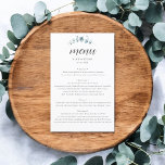 Menú Boda de guiones de eucalipto ruso<br><div class="desc">Presentamos nuestro elegante menú Boda, una combinación perfecta de simplicidad y sofisticación para su día especial. En la parte superior, decorada con elegancia con un mínimo de eucaliptos acuáticos, simbolizando la tranquilidad y la renovación, se crea un tono sereno para la comida que se viene. El título "Menú" está inscrito...</div>