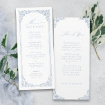 Menú Boda de guiones elegante del marco vintage azul tu<br><div class="desc">Elegante diseño de marco ornamental vintage con escritura elegante en color azul polvoriento,  simple y clásico,  grandes menús bodas para boda clásico moderno,  romántica boda vintage y boda tradicional formal. Vea todas las piezas coincidentes de la colección.</div>