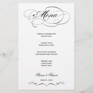 Menú Boda de guiones elegantes - Negro