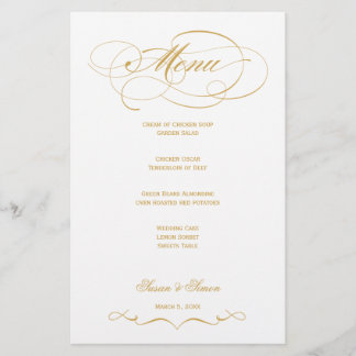 Menú Boda de guiones elegantes - Oro