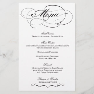 Menú Boda de guiones elegantes - Personalizado
