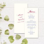 Menú Boda de guiones manuscritos brillantes y coloridos<br><div class="desc">Este delicioso menú boda presenta un original y divertido guión manuscrito en impresionantes tonos azules y rosas calientes. La adición perfecta a cualquier celebración boda divertida y vibrante, este menú puede ser personalizado para satisfacer sus preferencias personales. Puede ajustar fácilmente la posición del texto para evitar cualquier superposición y garantizar...</div>