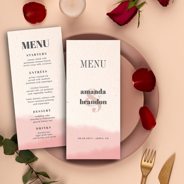 Menú Boda de guiones negrita de Rubor y Bloom minimalis (Subido por el creador)