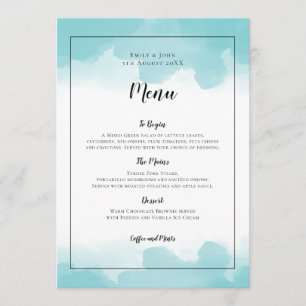 Menú Boda de guiones negros de colores azul purista