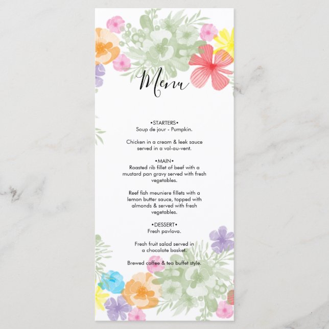 Menú Boda de guirnaldas florales rusas (Anverso)