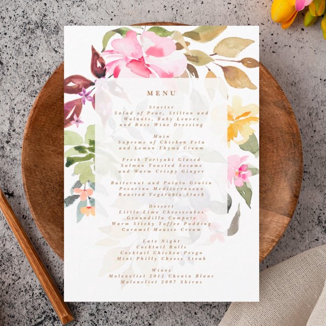 Menú Boda de Happy Watercolor Florals (Subido por el creador)