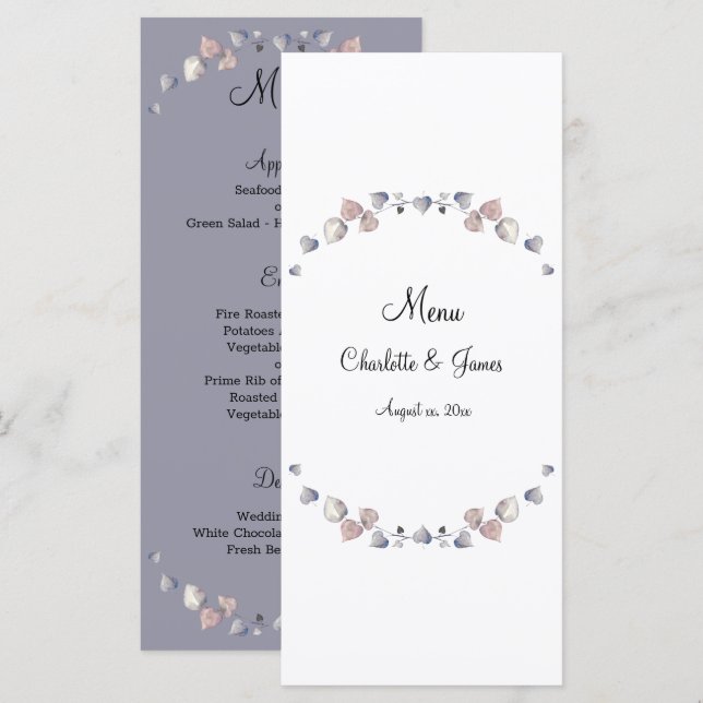 Menú Boda de Heather de Soft Purple Scottish (Anverso / Reverso)