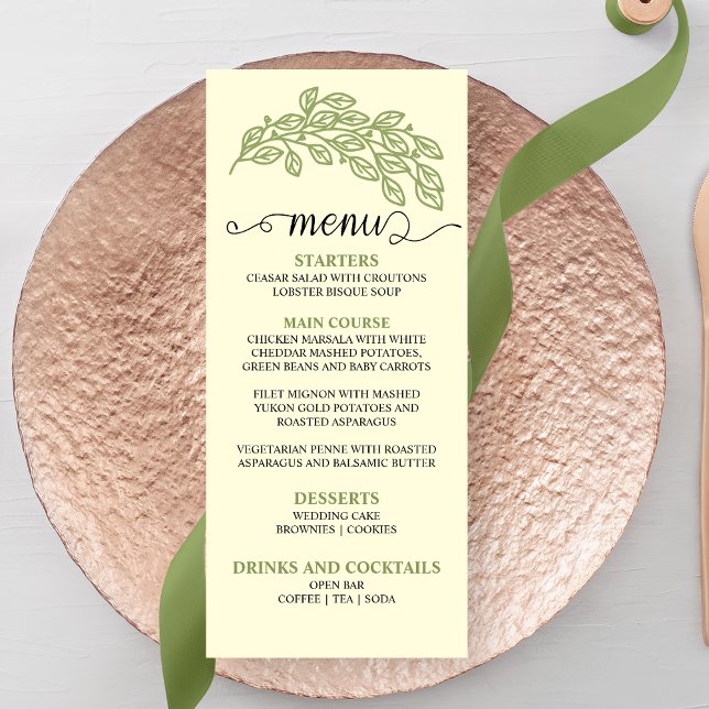 Menú Boda de hojas de línea artísticas (Subido por el creador)
