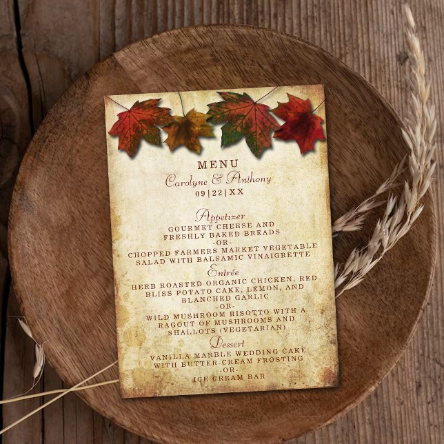 Menú Boda de hojas de otoño (Subido por el creador)