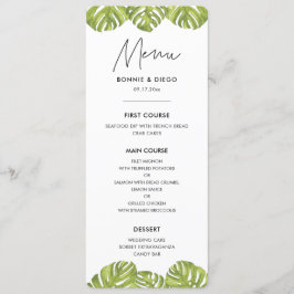 Menú Boda de hojas de palma verde tropical