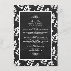 Menú Boda de hojas florales de cartón