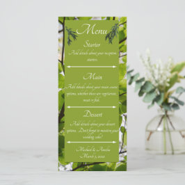 Menú Boda de hojas verdes