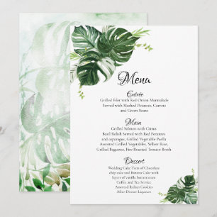 Menú Boda de Hojas Verdes Tropicales de Monstera