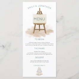 Menú Boda de Ilustracion de torta bohemio rústico