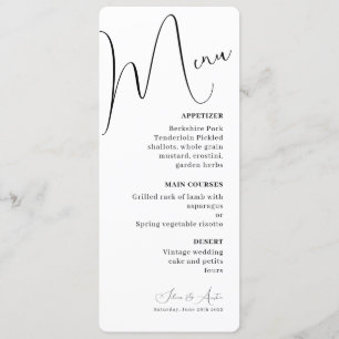 Menú boda de imágenes y texto de manuscrito minima