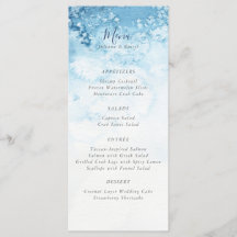 Menú Boda de invierno azul acuarela