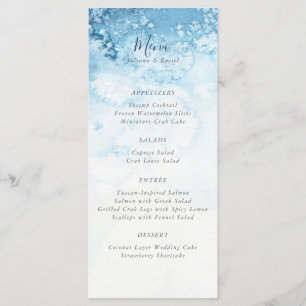 Menú Boda de invierno azul acuarela