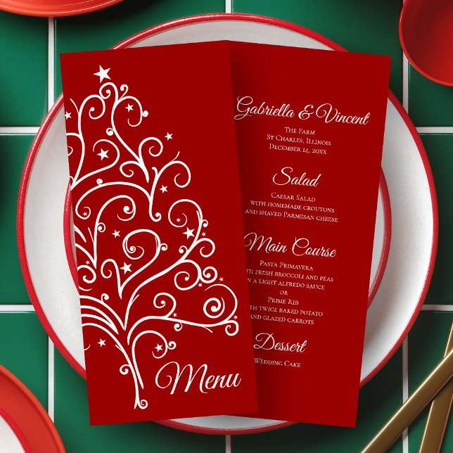 Menú Boda de Invierno del Árbol de Navidad Rojo (Subido por el creador)