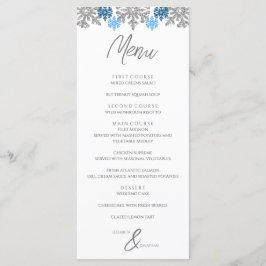Menú Boda de Invierno Silver Blue Snowflakes