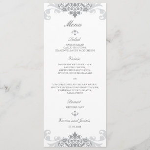 Menú Boda de Ironworks Elegante y Gris Plateado Clásico