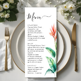 Menú Boda de jardín botánico de hojas de vegetación tro