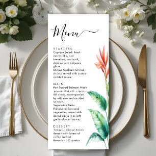 Menú Boda de jardín botánico de hojas de vegetación tro