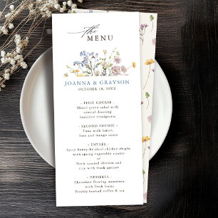 Menú Boda de jardín de flores silvestres de primavera c