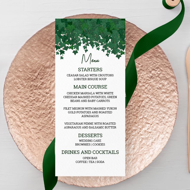 Menú Boda de jardín de marfil verde (Subido por el creador)