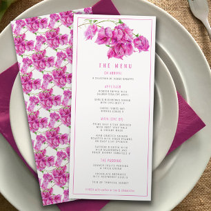 Menú Boda de la acuarela púrpura rosa buganvillas