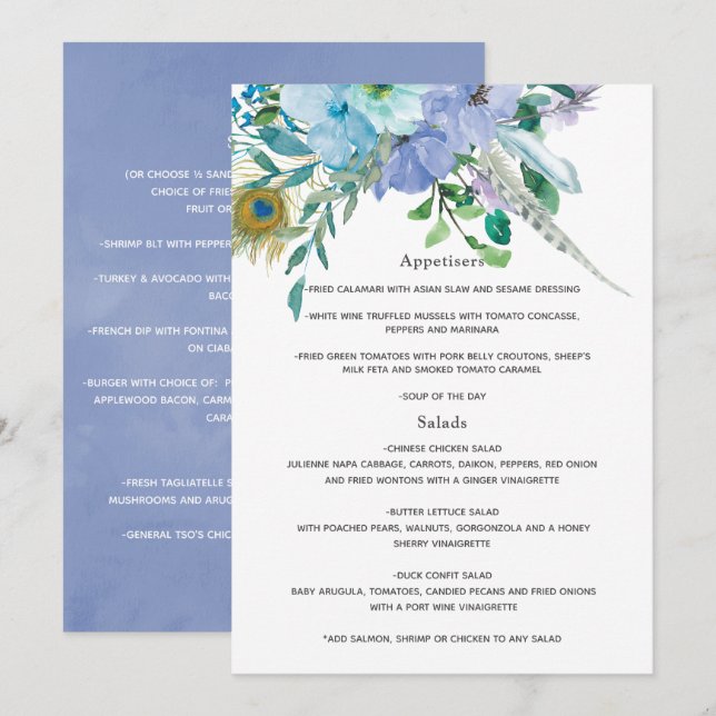 Menú Boda de la Casa de la Moneda y del Boho Azul (Anverso / Reverso)