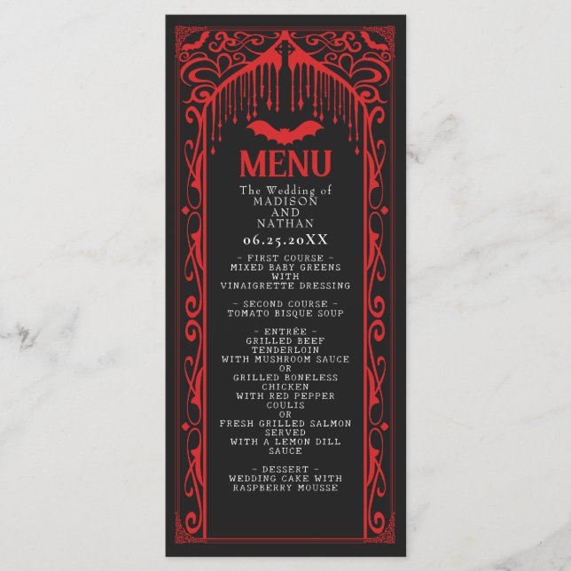 Menú Boda de la Catedral de Vampiros Góticos (Anverso)